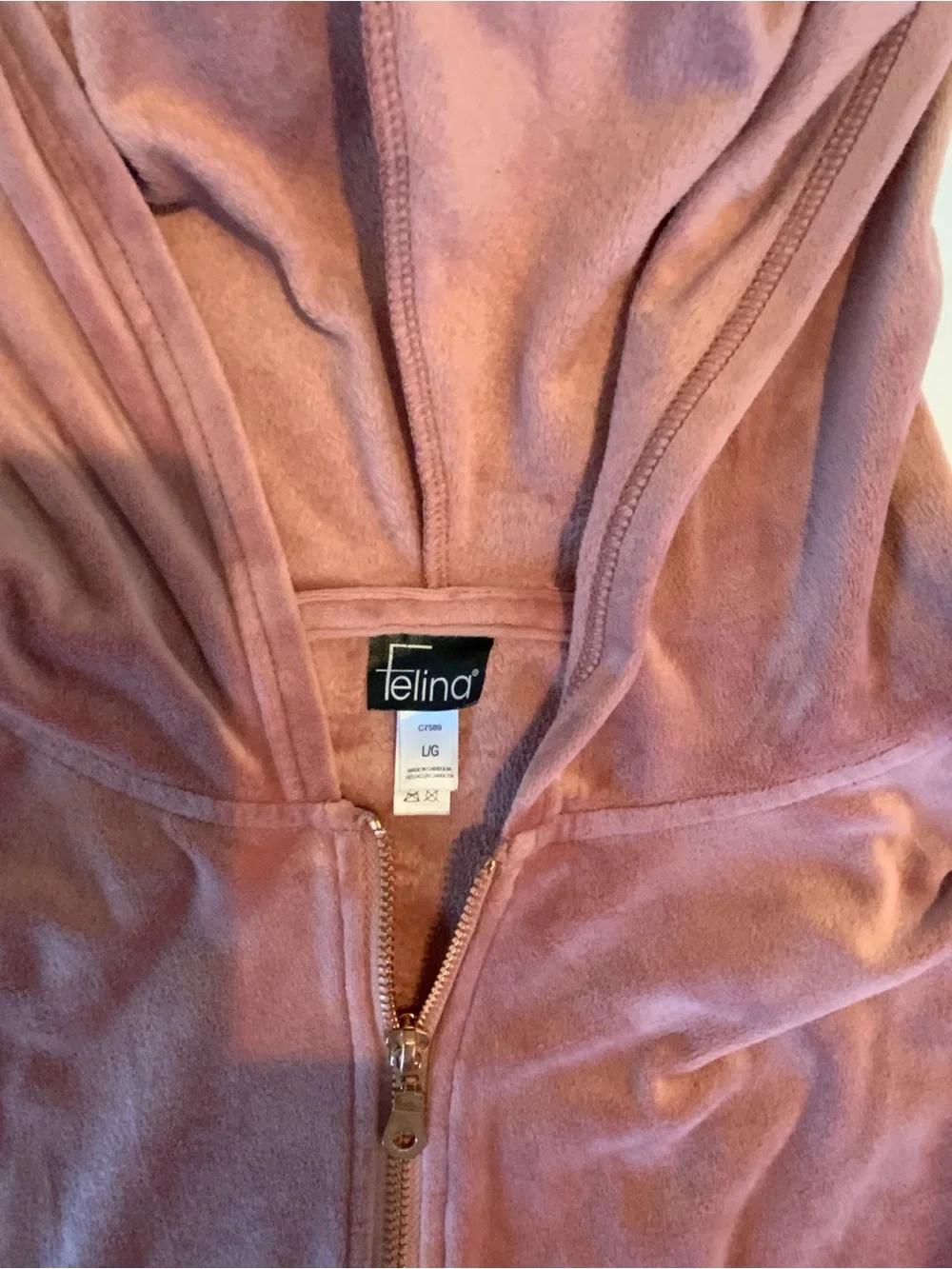 Felina Blush Pink Velour Zip-Up Hoodie - Picture 3 of 6